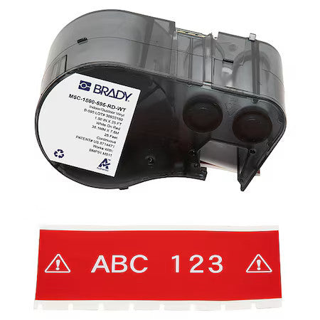Brady M5c-1500-595-Rd-Wt Continuous Label Cartridge,Red,Gloss