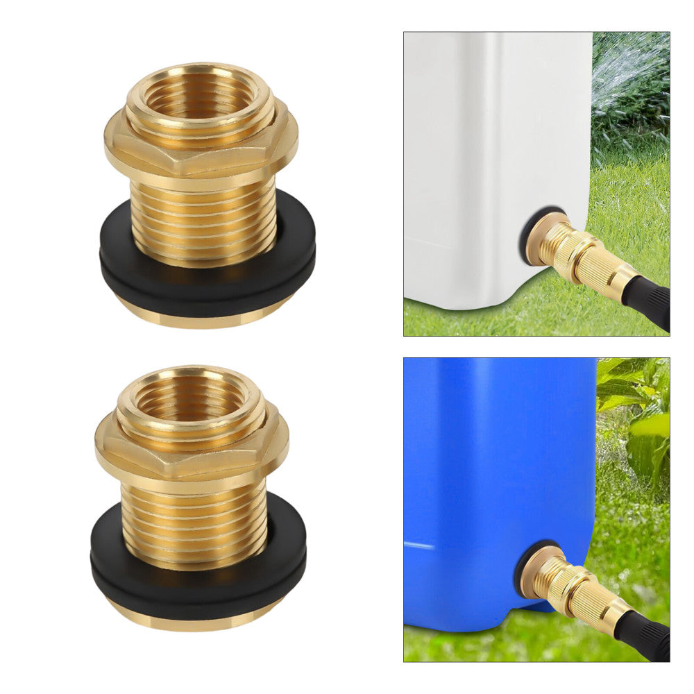2PCS 1/2" Female 3/4" NPT Brass Water Tank Connector Theaded Bulkhead Fitting