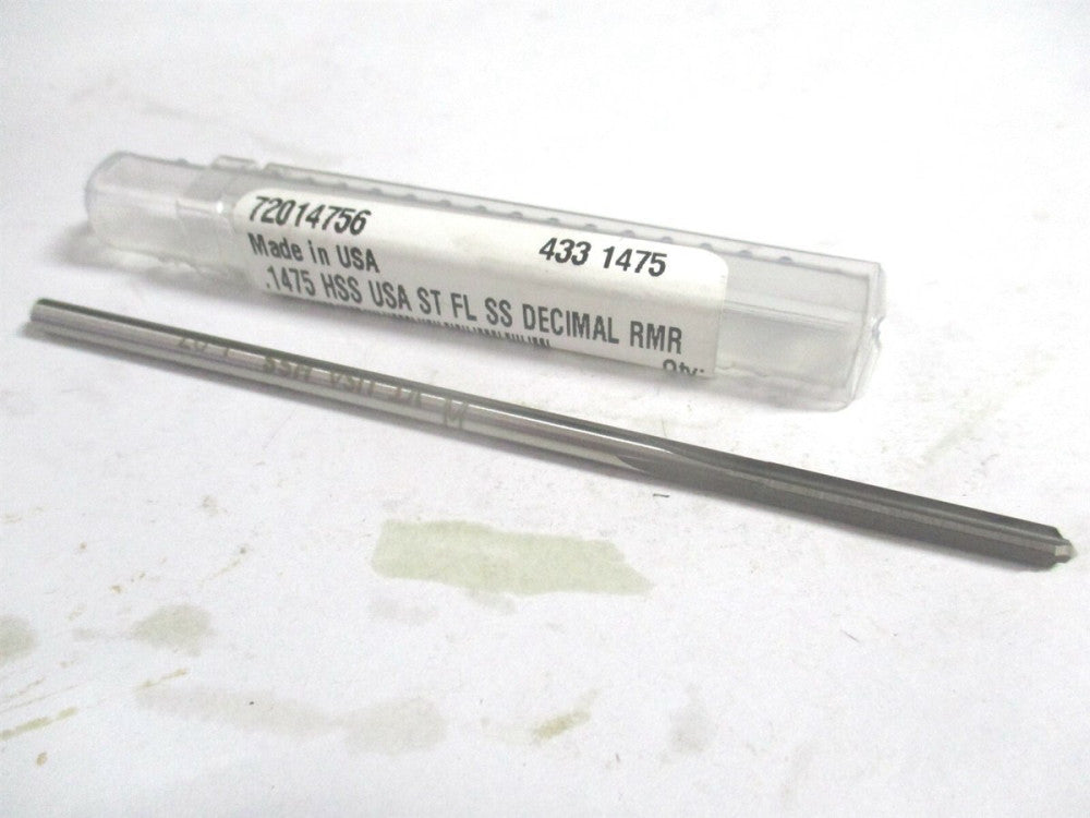 (433-0.1475) 0.1475" x 1" x 4" OAL Straight Flute HSS 4-Flute Chucking Reamer 