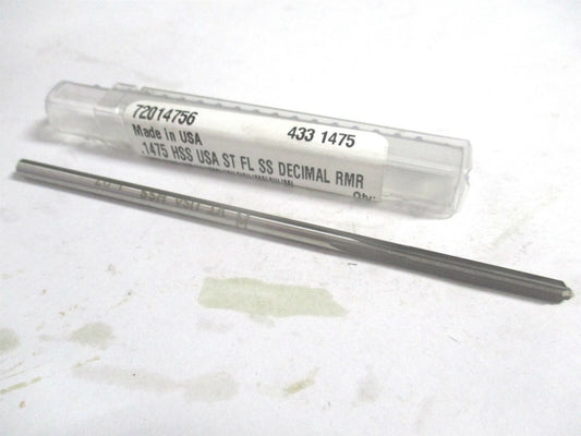 (433-0.1475) 0.1475" x 1" x 4" OAL Straight Flute HSS 4-Flute Chucking Reamer 