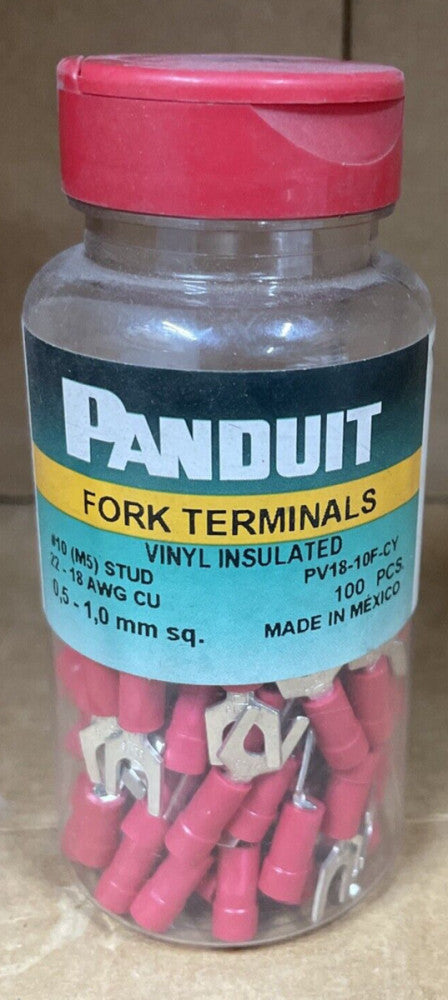 LOT OF 3 Panduit PV18-10F-CY *NEW* Vinyl Insulated Fork Terminals