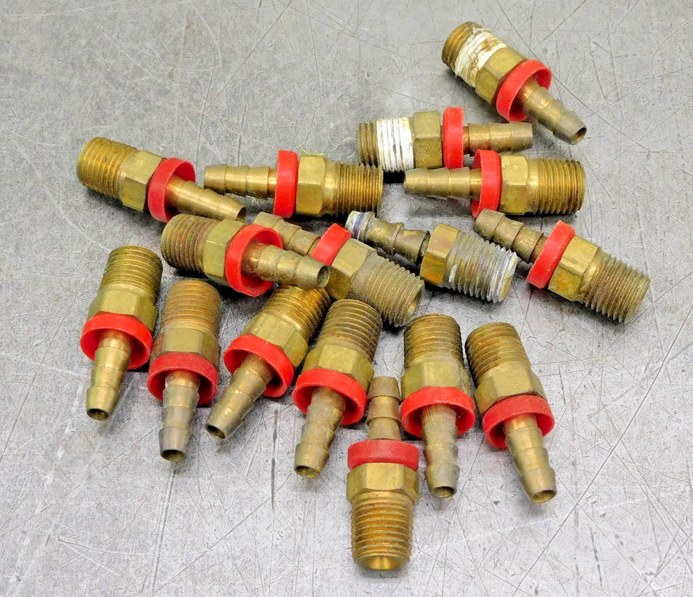 Brass Hose Barb Adapter 1/4" NPT x 1/4" Hose Barb DIA Lot of Sixteen (16)