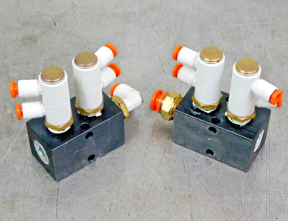 Polyconn PMC20-250-02B Pneumatic Manifold 4-Port 3/8" NPT x 1/4" NPT Lot of Two