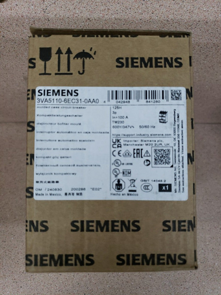 1) NEW Siemens 3 pole 100 amp Circuit  breaker 3VA5110-6EC31-0AA0