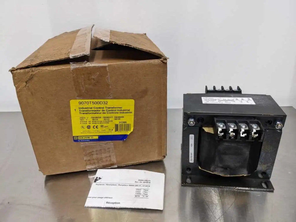 Square D 9070T500D32 Transformer 0.5 KVA/0.3 KVA Pri 220/440/550 230/460/575 240
