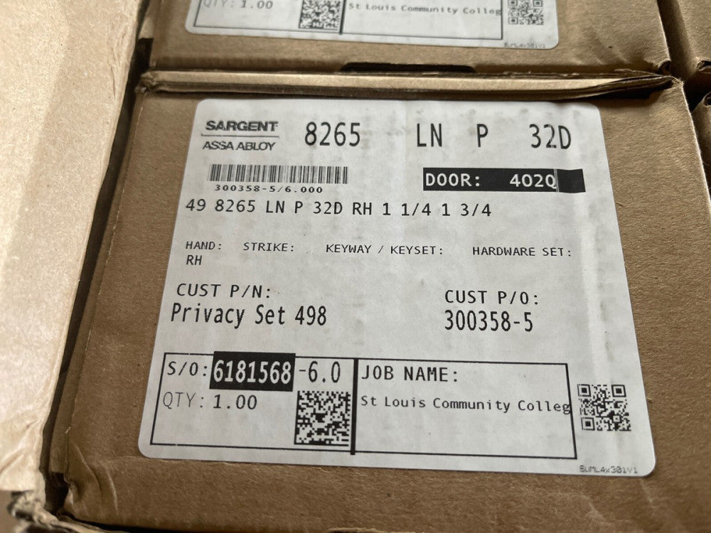 GENUINE Sargent 49 8265 LN P 32D RH 1 1/4 1 3/4 Manufacturing Mortise Lock