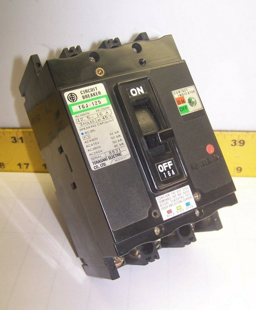 TERASAKI ELECTRIC 16 AMP CIRCUIT BREAKER 660 VAC / 250 VDC 3 POLE  TGJ-125