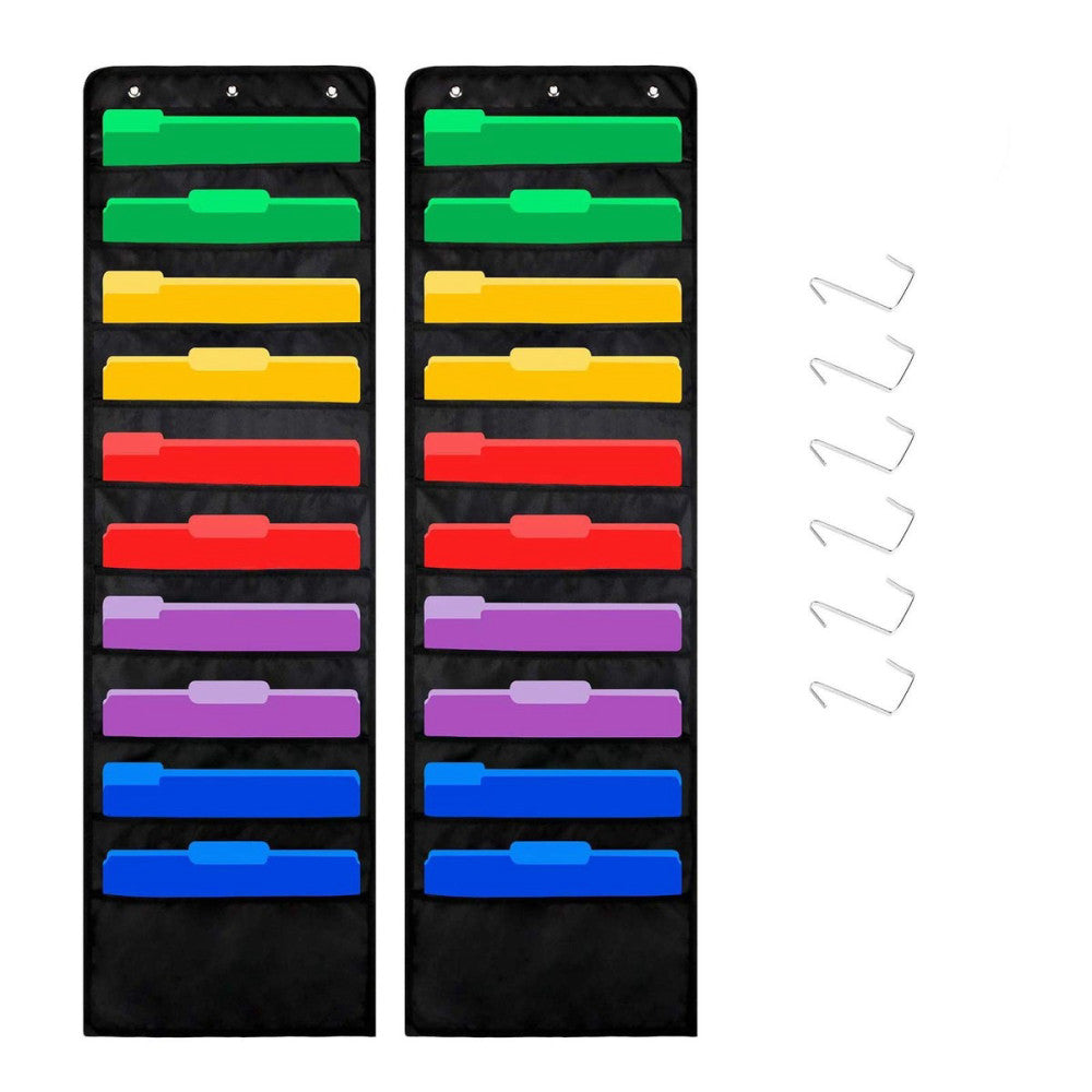 Hanging Wall File Organizer with 10-pocket for Office, Home, Classroom (2 Pac...