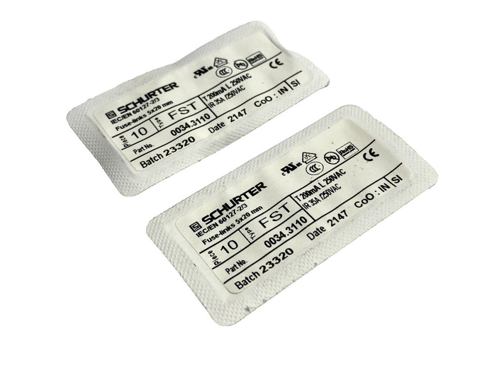 Schurter 0034.3110 Fuse 5 x 20mm 250VAC 200mA LOT OF 20