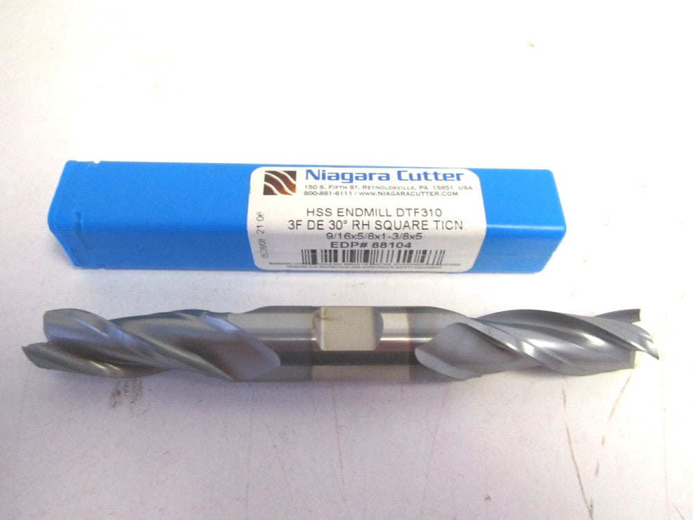 Niagara (88104) 9/16" HSS TiCN 3F TiCN Double End Mill 9/16 x 5/8 x 1-3/8 x 5 