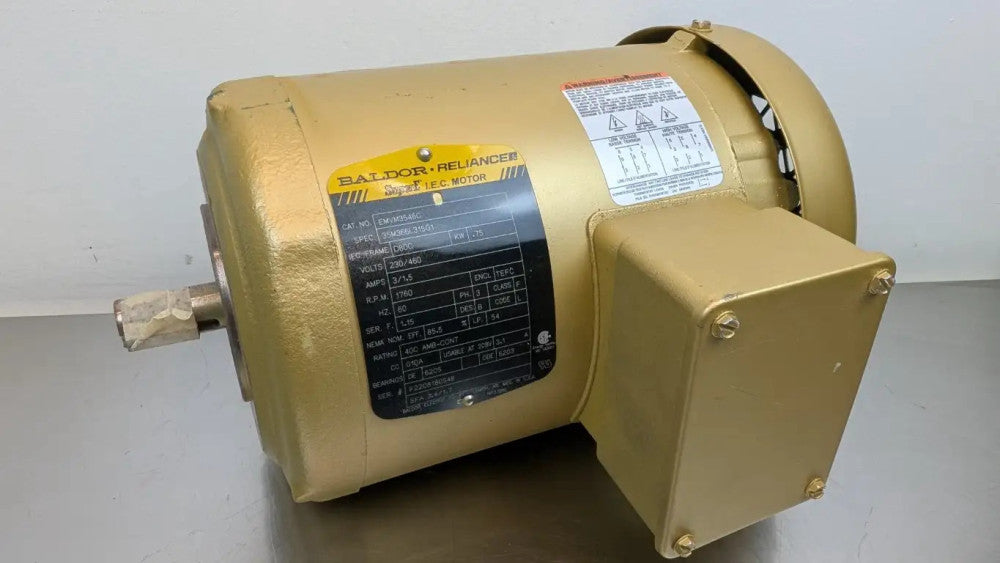 Baldor EMVM3546C SuperE IEC Motor 1760 RPM 230/460VAC 3/1.5A .75kW D80C