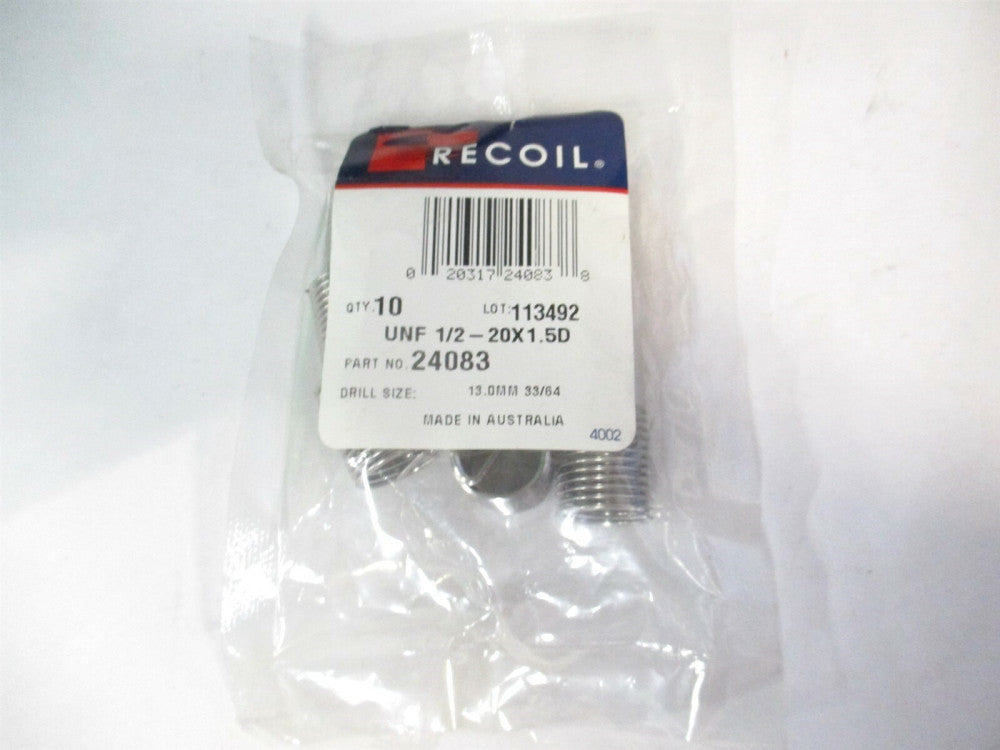 Recoil (113492) 1/2-20 UNF 304 SS Free Running Helical Insert - Pack of 10