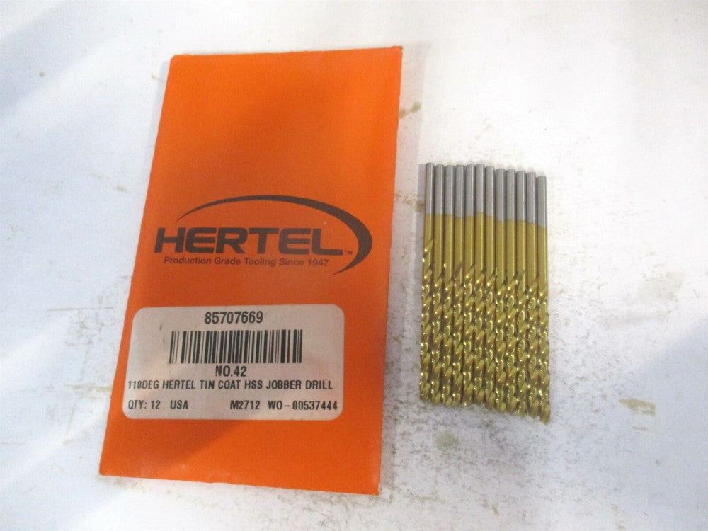 (85707669) #42 1-1/4" x 2-1/4" OAL 118° High Speed Steel Jobber Drill - Qty 12