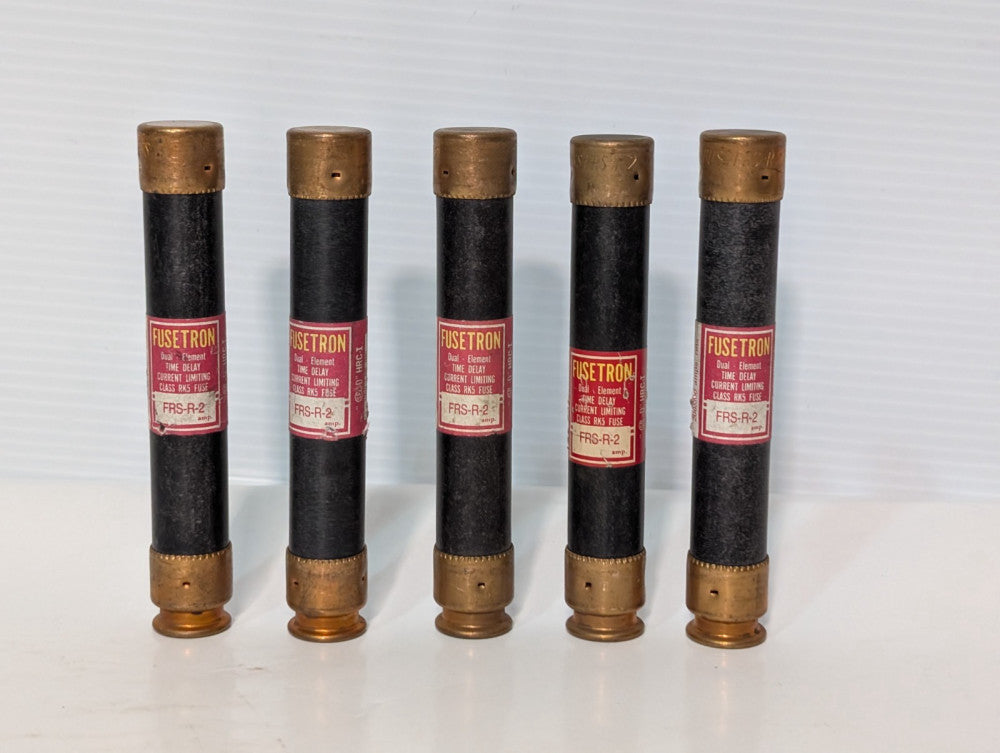 Lot of 5 Bussman Fusetron FRSR2A DG62-39 Fuses Class RK5 Dual Element Time Delay