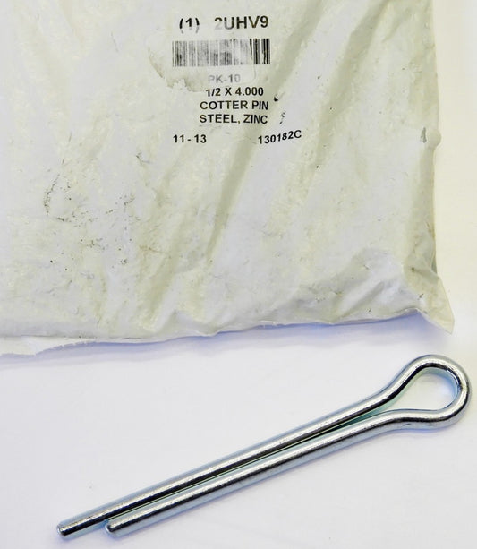 (10-Pack) 1/2" x 4" Cotter Pin Low Steel Zinc Plated 2UHV9