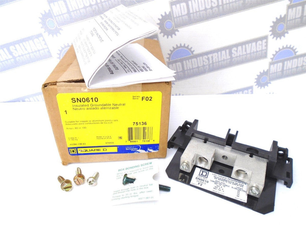 SQUARE-D - SN0610 - 60-100A GROUNDABLE NEUTRAL for F2 SAFETY SWITCH - (NEW)