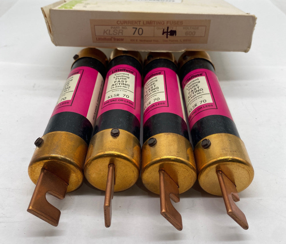 Littelfuse KLSR-70 Fast Acting Fuses, 70Amp 600V, Class RK-1 Lot of 4