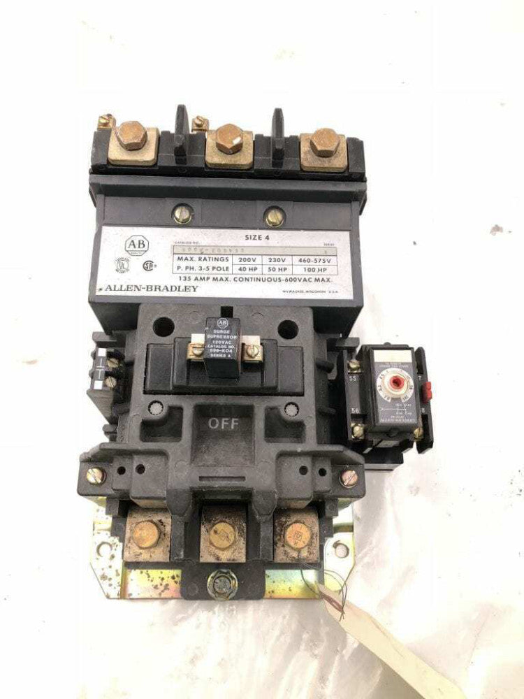 Allen Bradley 500F-E0D930 Series A Nema Size 4 135 A Feed-Through Contactor 600V