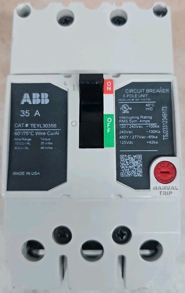 1) New Take Out GE TEYL3035B 3P 35A Molded Case Circuit Breaker