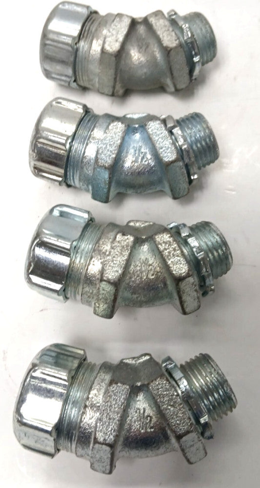 THOMAS & BETTS 1/2" LIQUID TIGHT FLEXIBLE CONDUIT CONNECTOR 45 DEG LOT OF 4