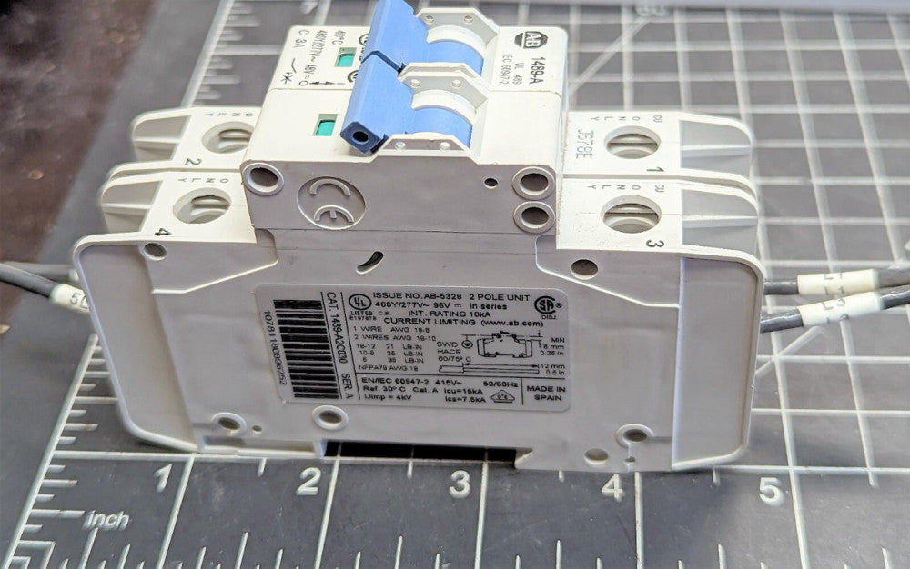 Allen Bradley 1489-A2C030  2 Pole 3A Circuit Breaker Tested Working Pull [OF46]