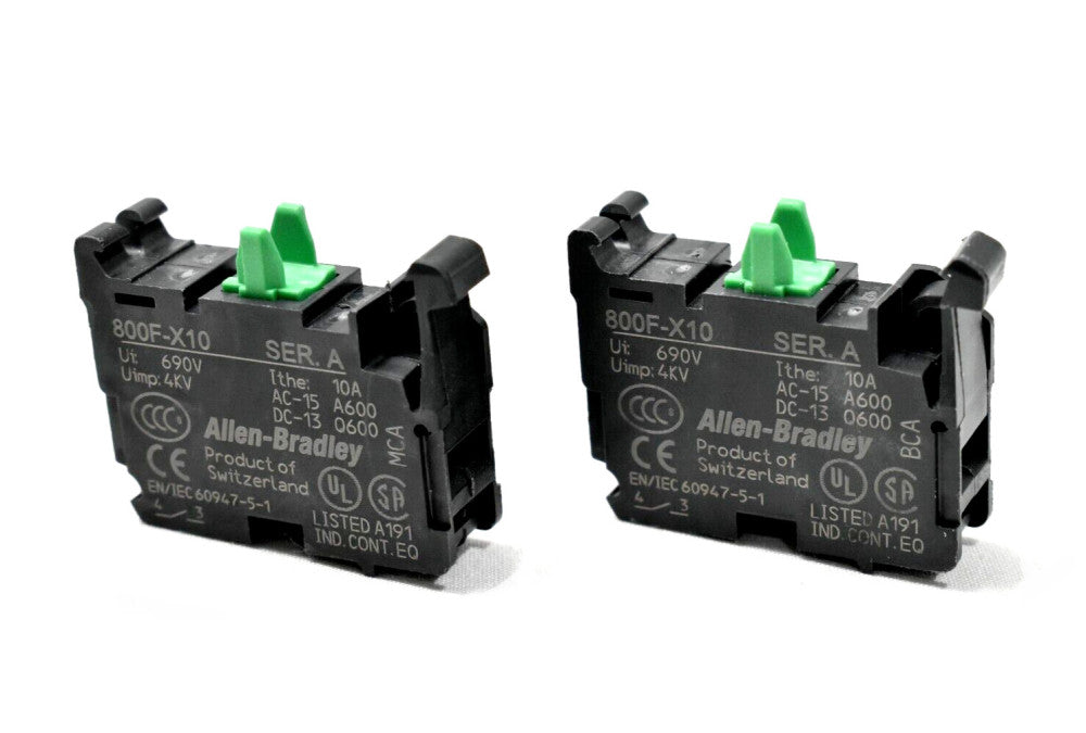 [Lot of 2] Allen Bradley 800F-X10 Contact Block 1 NO, 690V, 10A