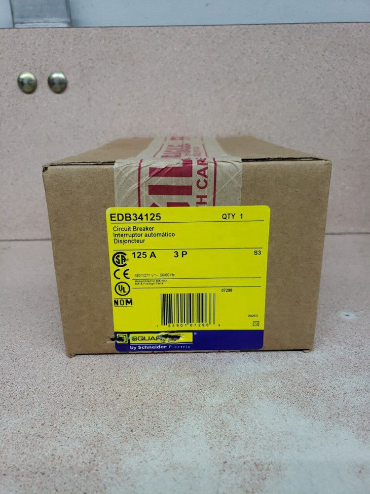 NEW Square D EDB34125 125 Amp 3 Pole Circuit,