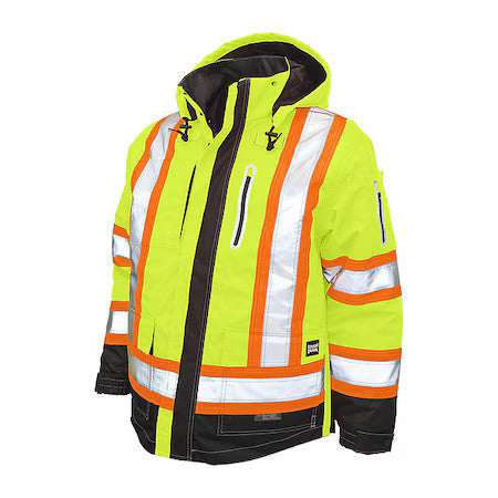 Tough Duck S18711 Men's Hi-Vis 4-In-1 Safety Jacket, 300D Ripstop, 100%