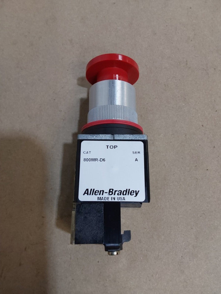 Allen Bradley 800MR-D6 red pushbutton with contact block 800M-XA