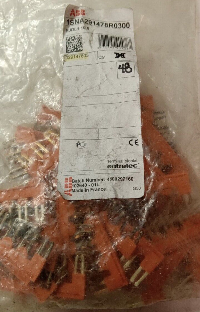 48) NEW ABB TERMINAL JUMPER BAR 57 AMP 1SNA291478R0300  LOT OF 48
