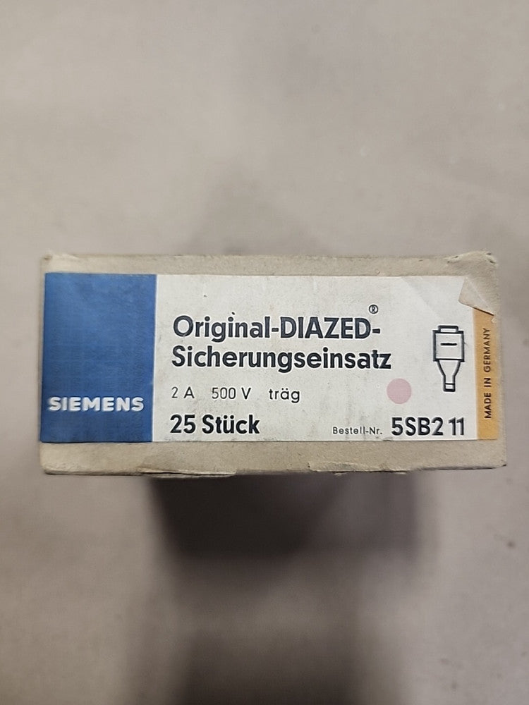 Lot Of 25 5SB211 Siemens DIAZED Fuse Link, 2 Amps, 500V