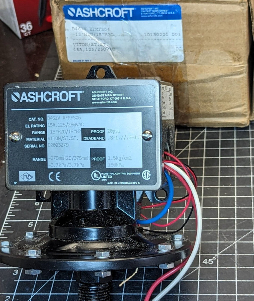 Ashcroft 20 PSI -15” H20 / 15” H20 Differential Pressure Switch NEW B461V [Z4B2]