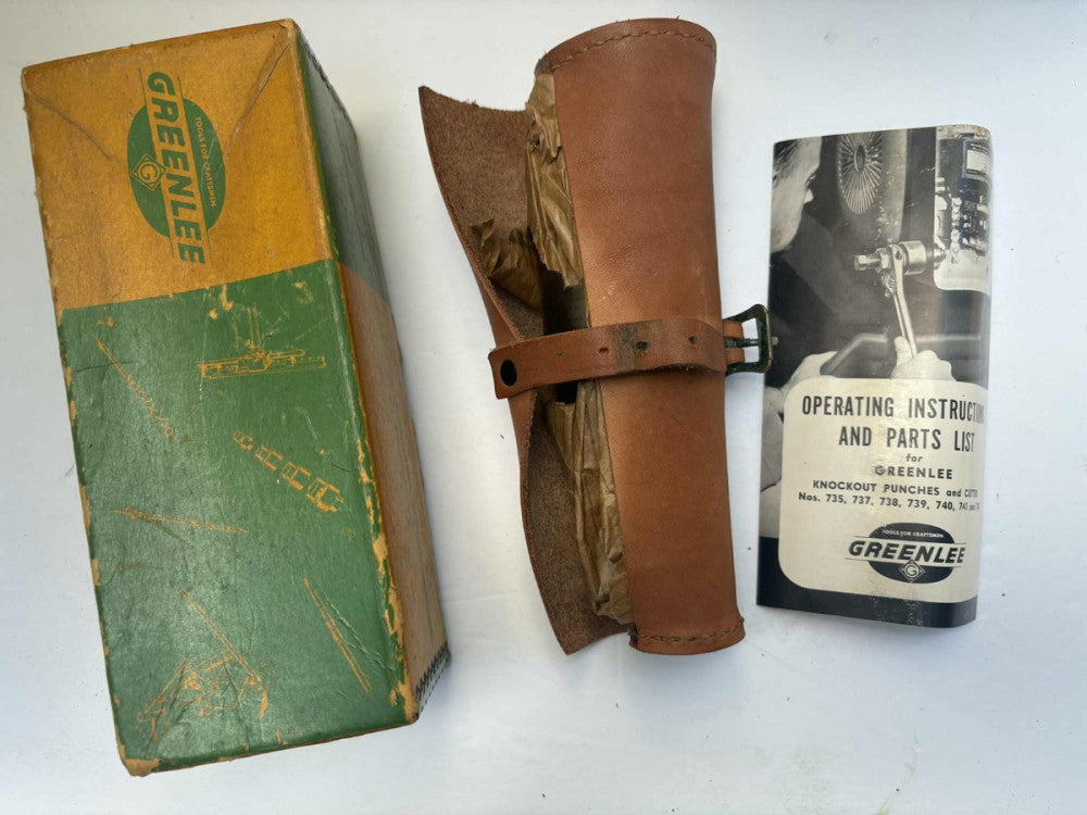 Vintage Greenlee Knockout Punch Set No. 735 In Leather Case Clean Nice NOS
