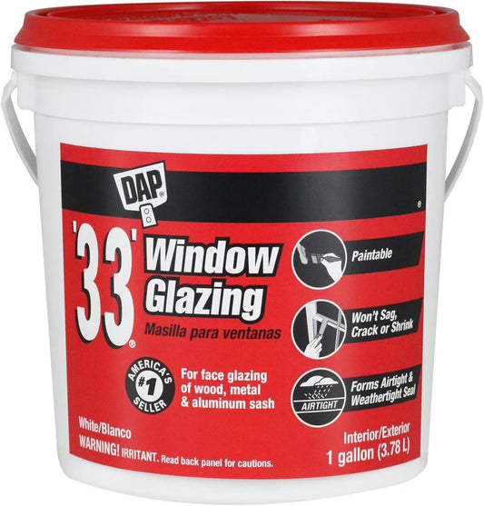 12019 Number-33 Glazing Compound, Gallon, White