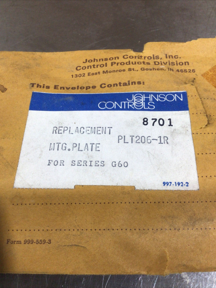 Johnson Controls PLT206-1R Replacement MTG Plate for Series G 60  NOS