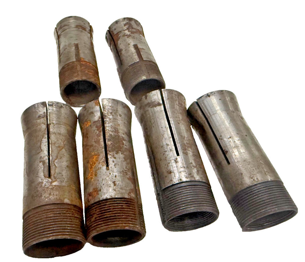 ASSORTED COLLET  (1)OAL3" 3/8" 1" (2)OAL 3-3/8" 13/32" 1/2" 5/16" 1/16" LOT OF 6