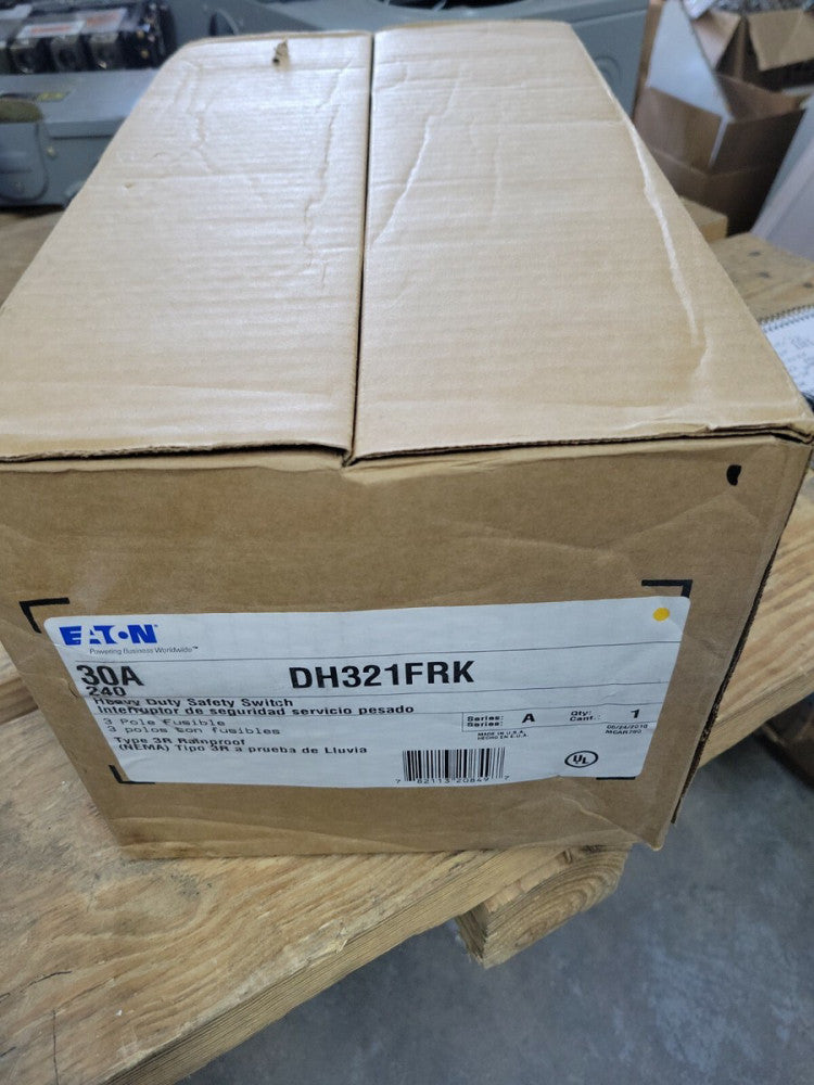 Eaton DH321FRK, 30 Amp, 240V, 3P4W, NEMA 3R, Fusible Disconnect - NEW-B