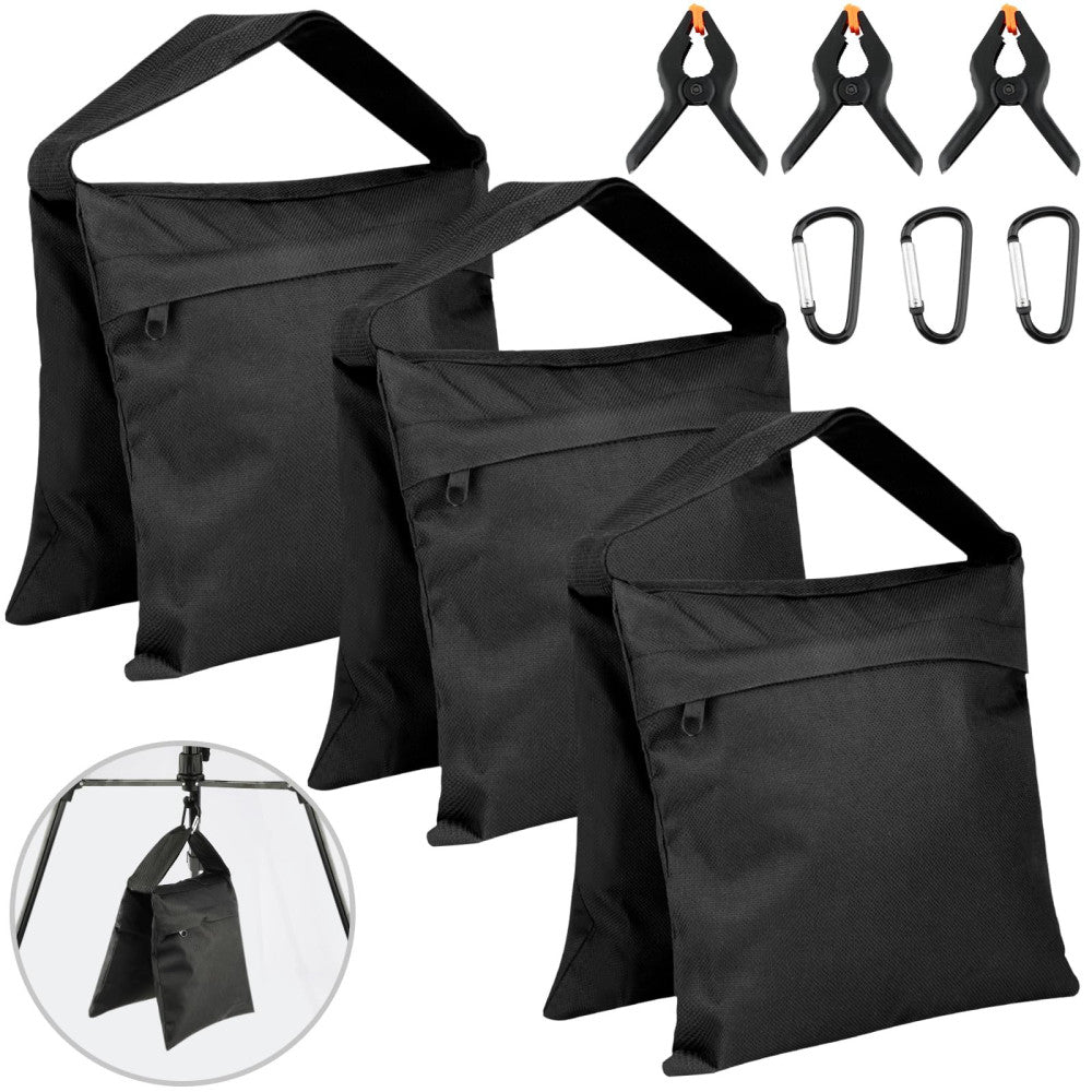 3 Pack Photography Sandbag Heavy Duty Sand Bags with Zipper Weight Bag Saddle...