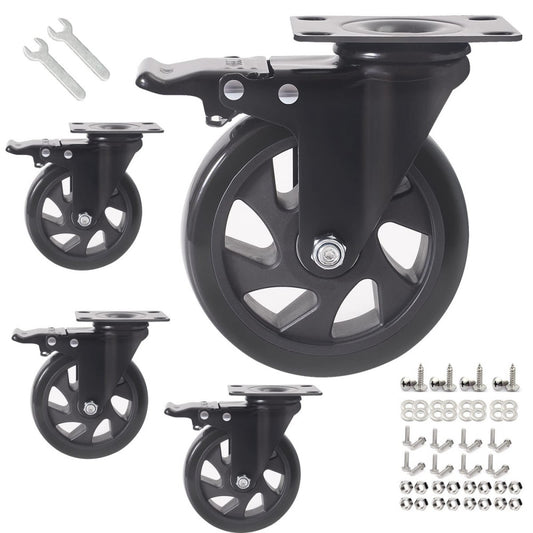 5 Inch Caster Wheels, Casters Set of 4, Heavy Duty Casters with Brake 2200 Lb...