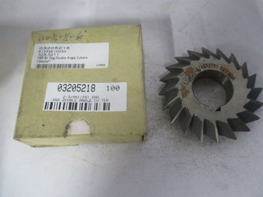 (328-5211) 2-3/4" x 1/2" x 1" OAL High Speed Steel Double-Angle Cutter 