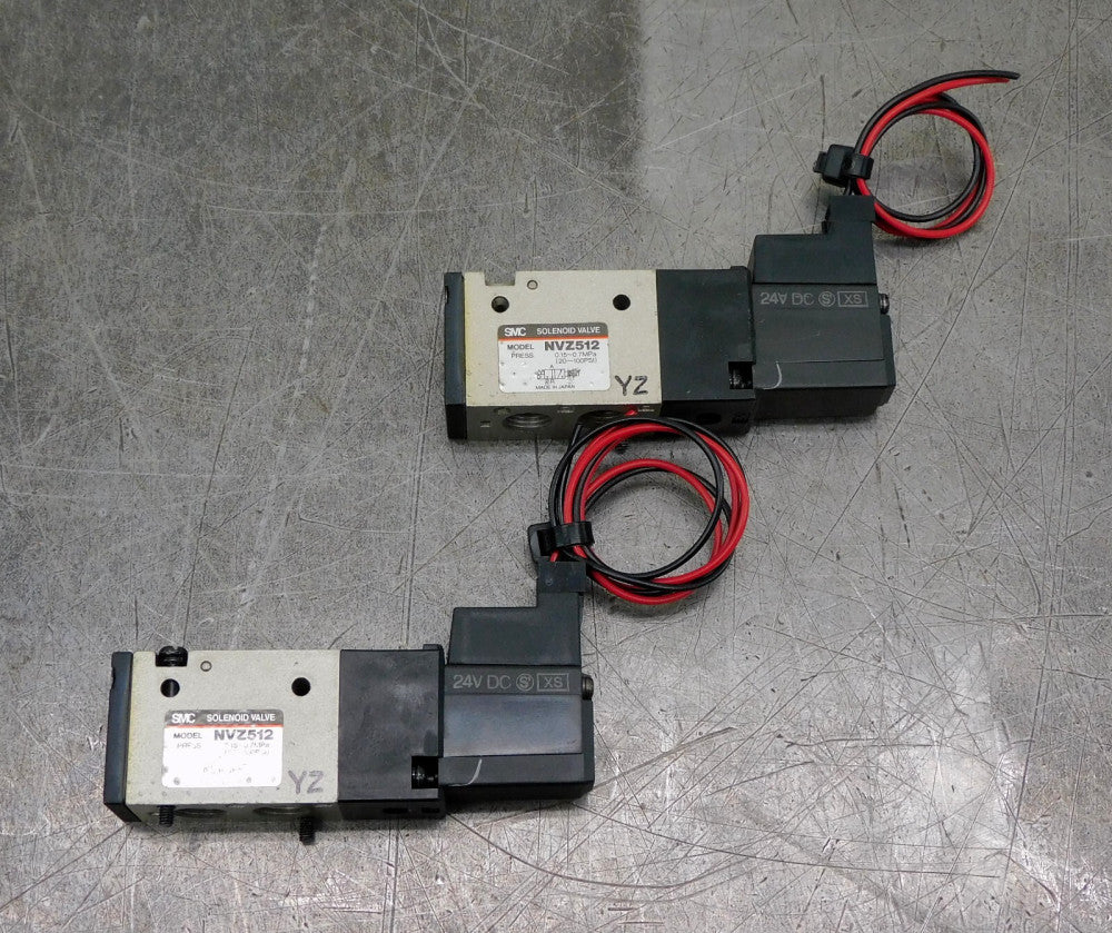 SMC NVZ512 Solenoid Pilot Valve Control 24 Volt Dc 0.15-0.7 MPa 100 PSI Lot of 2