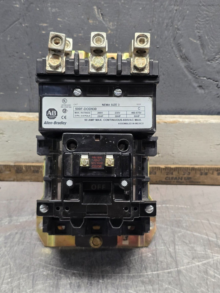 ALLEN BRADLEY 500F-DOD930 ,SIZE 3 CONTACTOR ,120V COIL, SEE PHOTOS! MAKE OFFER!