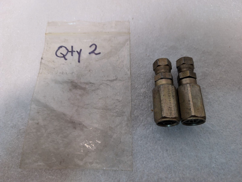 Lot of 2 Parker R1 No Skive 3/8" x 3/8" Field Attach Hydraulic Hose Fitting