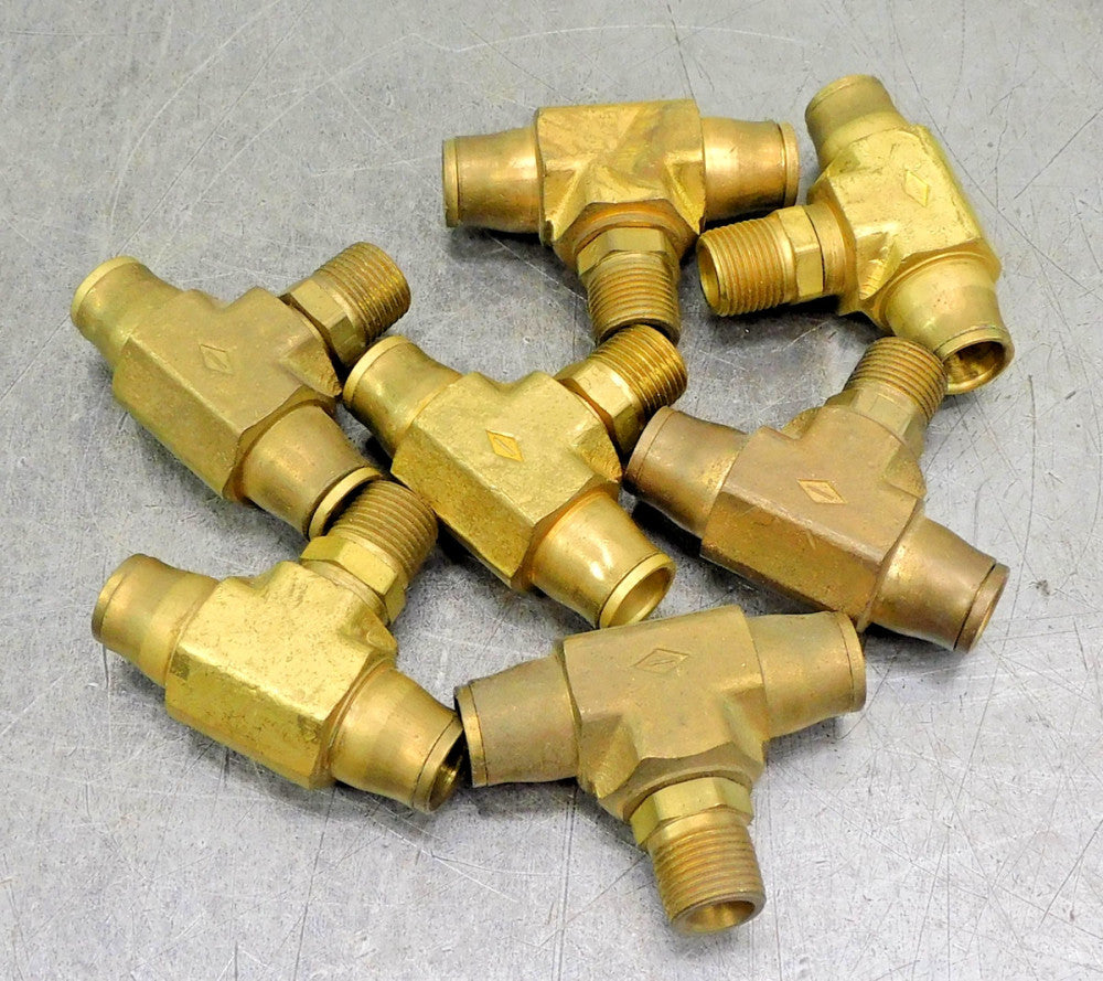 Brass Swivel Tee Fitting 1/2" Push Connect x 3/8" NPT Lot of Seven (7)