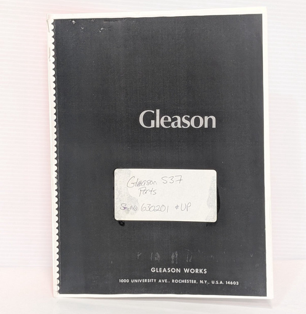 Gleason Works No. 537 Quenching Machine Replacement Parts Catalog