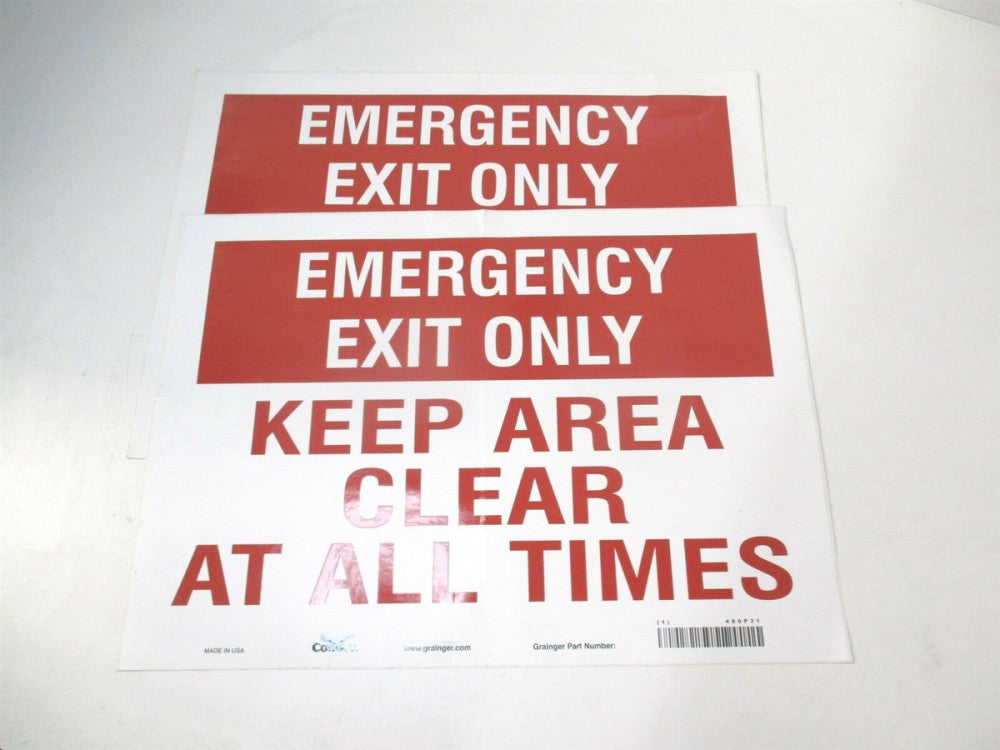 (480P31) 10" x 14" Emergency Exit Only Entrance, Exit and Evacuation - Lot of 2 