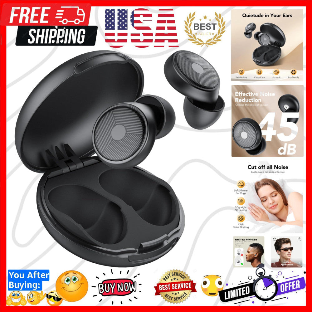 Ear Plugs for Sleeping Noise Cancelling -45dB, Soft and Reusable Silicone Hea...