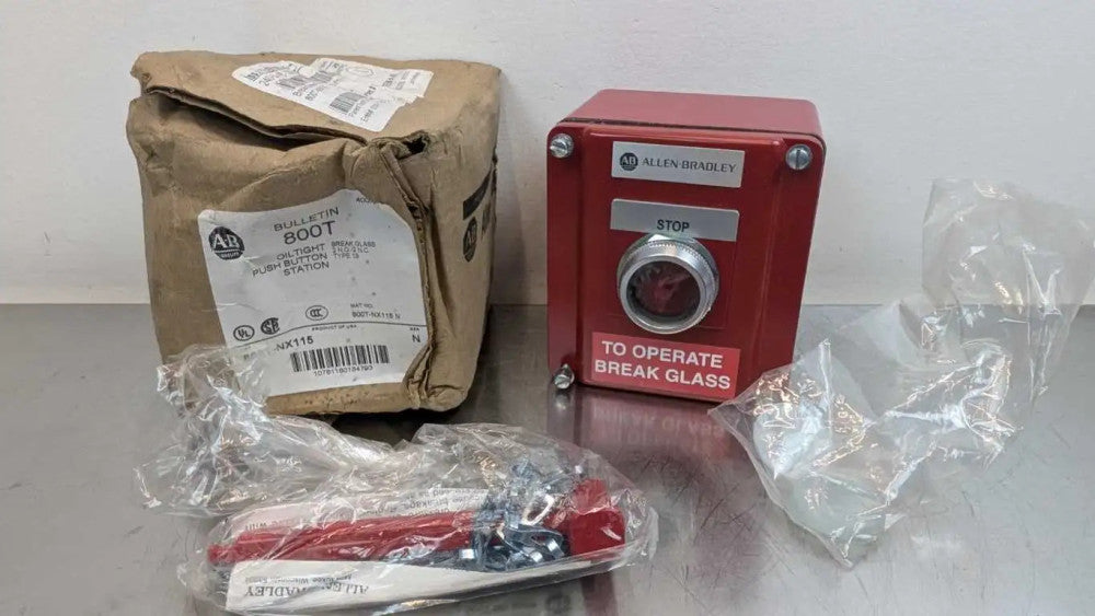 Allen-Bradley 800T-NX115 Oiltight Pushbutton Station - Break Glass 2NO 2NC