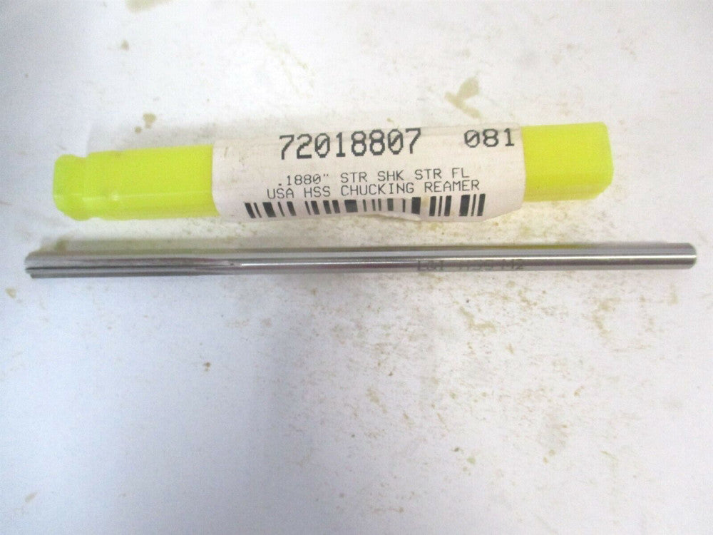 (433-0.1880) 0.188" x 1-1/8" x 4-1/2" 6-Flute Straight Shank HSS Chucking Reamer