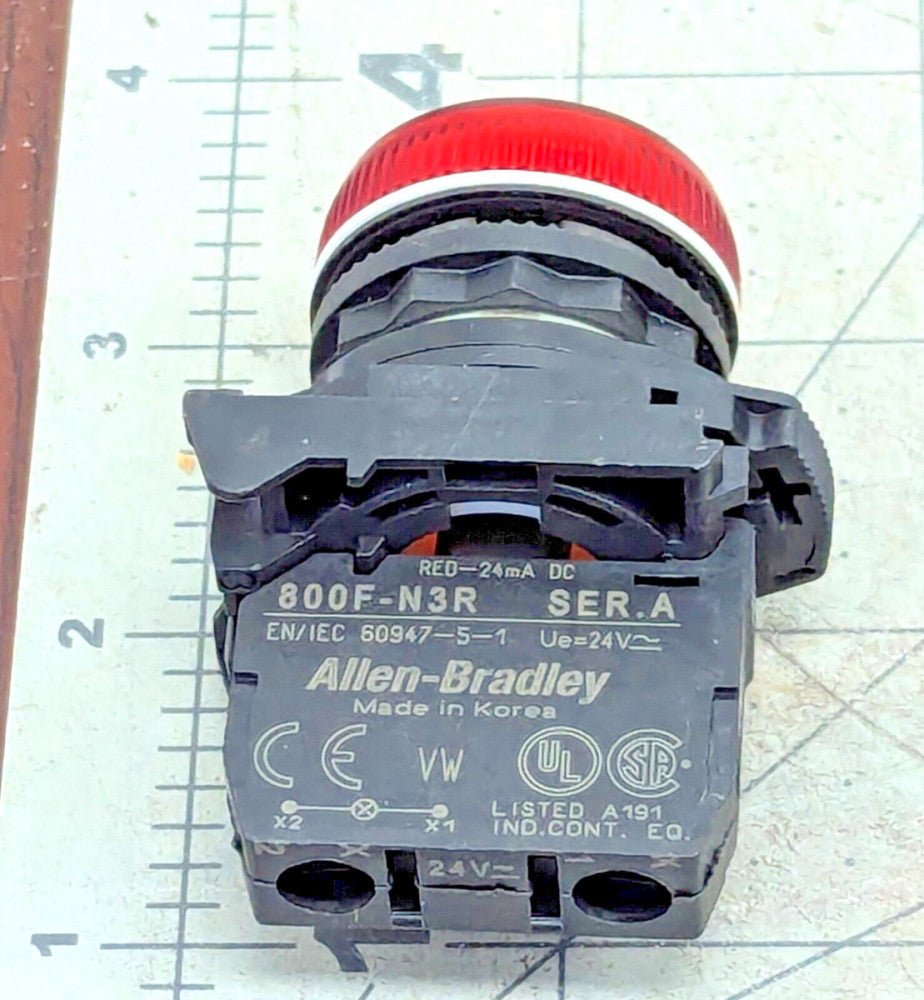 ALLEN BRADLEY 800F-N3R SER A RED INTEGRATED LED LIGHT MODULE [OF45]